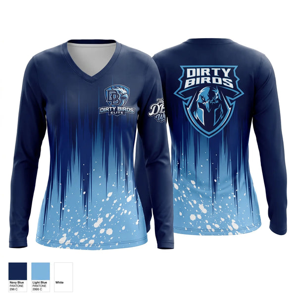 Womens Long Sleeve Vneck Shirt, DBE, , Teamtime, Team time, sublimation, custom sports apparel, team uniforms, spirit wear, spiritwear, sports uniforms, custom shirts, team store, custom team store, fundraiser sports, apparel fundraiser