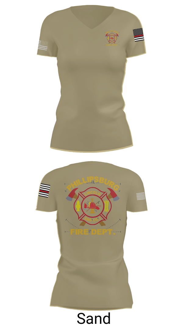 Womens Short Sleeve Vneck Shirt, PHILLIPSBURG FIRE DEPARTMENT, , Teamtime, Team time, sublimation, custom sports apparel, team uniforms, spirit wear, spiritwear, sports uniforms, custom shirts, team store, custom team store, fundraiser sports, apparel fundraiser