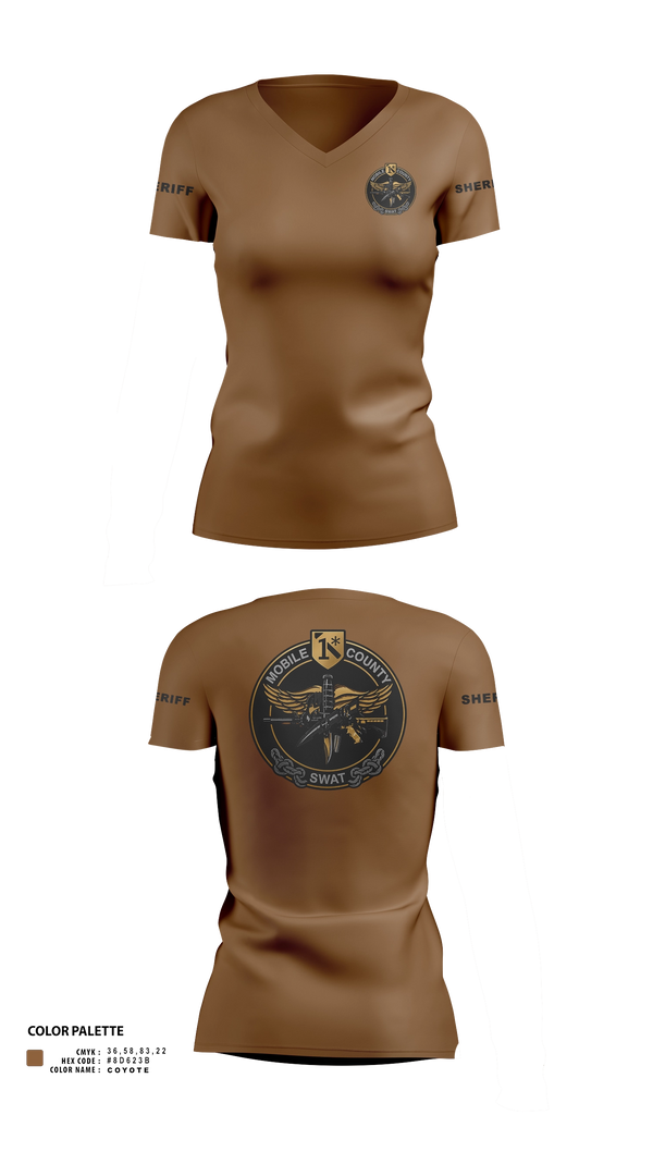 Womens Short Sleeve Vneck Shirt, MOBILE COUNTY SWAT, Police, Teamtime, Team time, sublimation, custom sports apparel, team uniforms, spirit wear, spiritwear, sports uniforms, custom shirts, team store, custom team store, fundraiser sports, apparel fundraiser