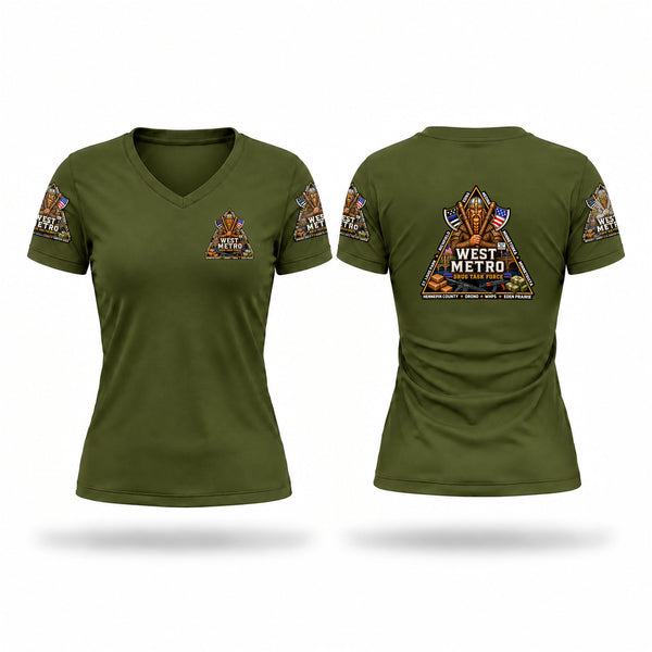 Womens Short Sleeve Vneck Shirt, West Metro Drug Task Force, Police, Teamtime, Team time, sublimation, custom sports apparel, team uniforms, spirit wear, spiritwear, sports uniforms, custom shirts, team store, custom team store, fundraiser sports, apparel fundraiser