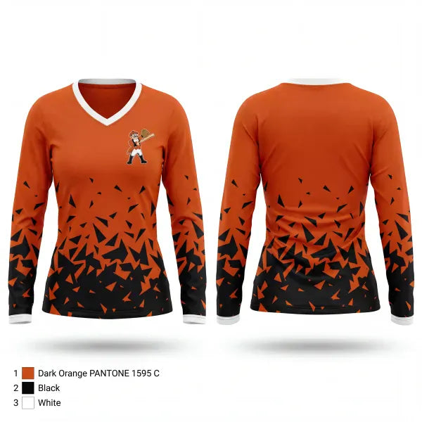Womens Long Sleeve Vneck Shirt, Bridgeport Barnums, Baseball, Teamtime, Team time, sublimation, custom sports apparel, team uniforms, spirit wear, spiritwear, sports uniforms, custom shirts, team store, custom team store, fundraiser sports, apparel fundraiser