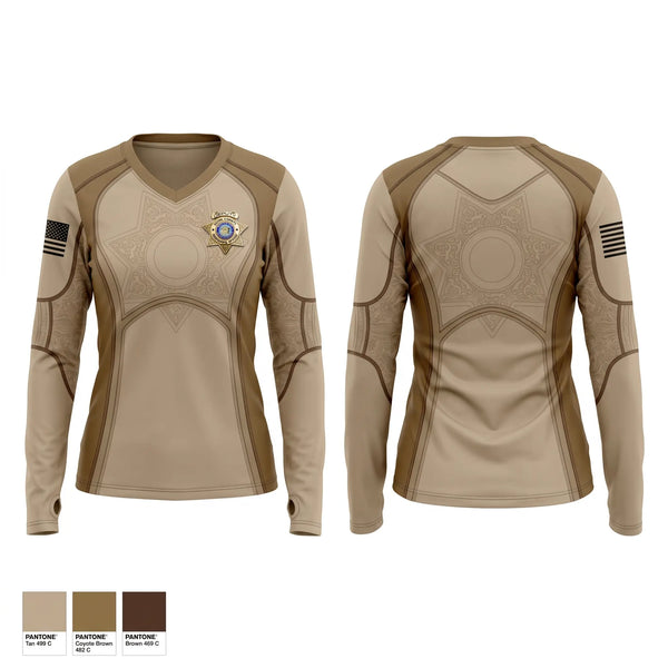 Womens Long Sleeve Vneck Shirt, Dunn County Sheriff, Police, Teamtime, Team time, sublimation, custom sports apparel, team uniforms, spirit wear, spiritwear, sports uniforms, custom shirts, team store, custom team store, fundraiser sports, apparel fundraiser