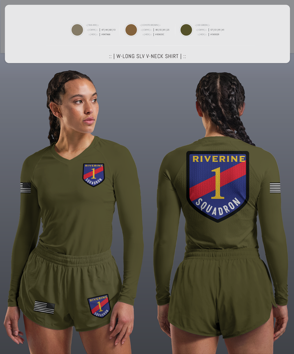 Womens Long Sleeve Vneck Shirt, Riverine Squadron One, , Teamtime, Team time, sublimation, custom sports apparel, team uniforms, spirit wear, spiritwear, sports uniforms, custom shirts, team store, custom team store, fundraiser sports, apparel fundraiser