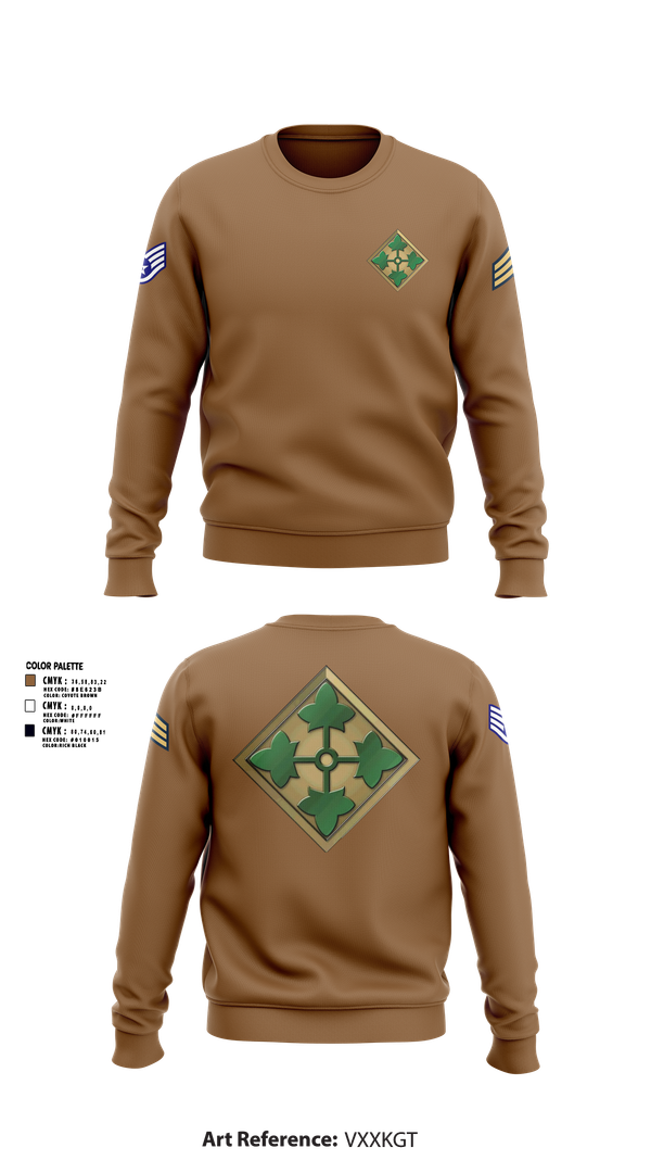 Crew Neck Sweatshirt, 4th infantry division, Army, Teamtime, Team time, sublimation, custom sports apparel, team uniforms, spirit wear, spiritwear, sports uniforms, custom shirts, team store, custom team store, fundraiser sports, apparel fundraiser