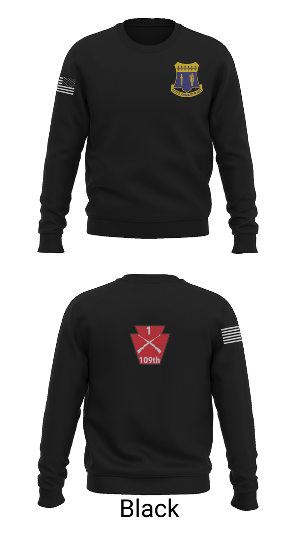 Crew Neck Sweatshirt, A co 1/109, National Guard, Teamtime, Team time, sublimation, custom sports apparel, team uniforms, spirit wear, spiritwear, sports uniforms, custom shirts, team store, custom team store, fundraiser sports, apparel fundraiser