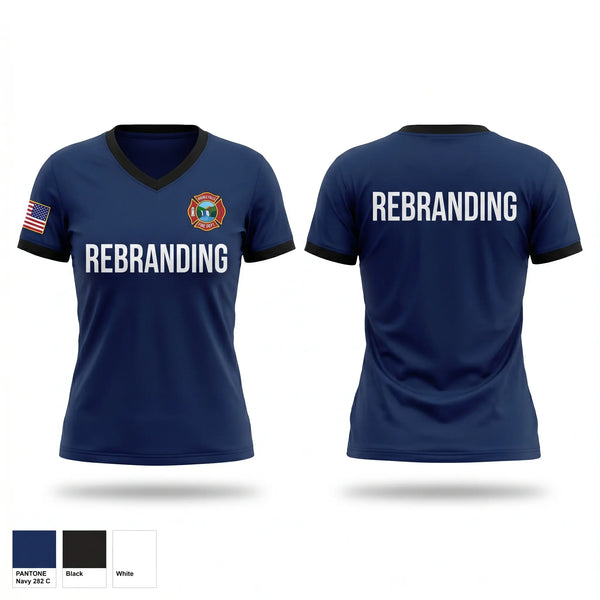 Womens Short Sleeve Vneck Shirt, Middle Falls Fire Department, Fire Department, Teamtime, Team time, sublimation, custom sports apparel, team uniforms, spirit wear, spiritwear, sports uniforms, custom shirts, team store, custom team store, fundraiser sports, apparel fundraiser