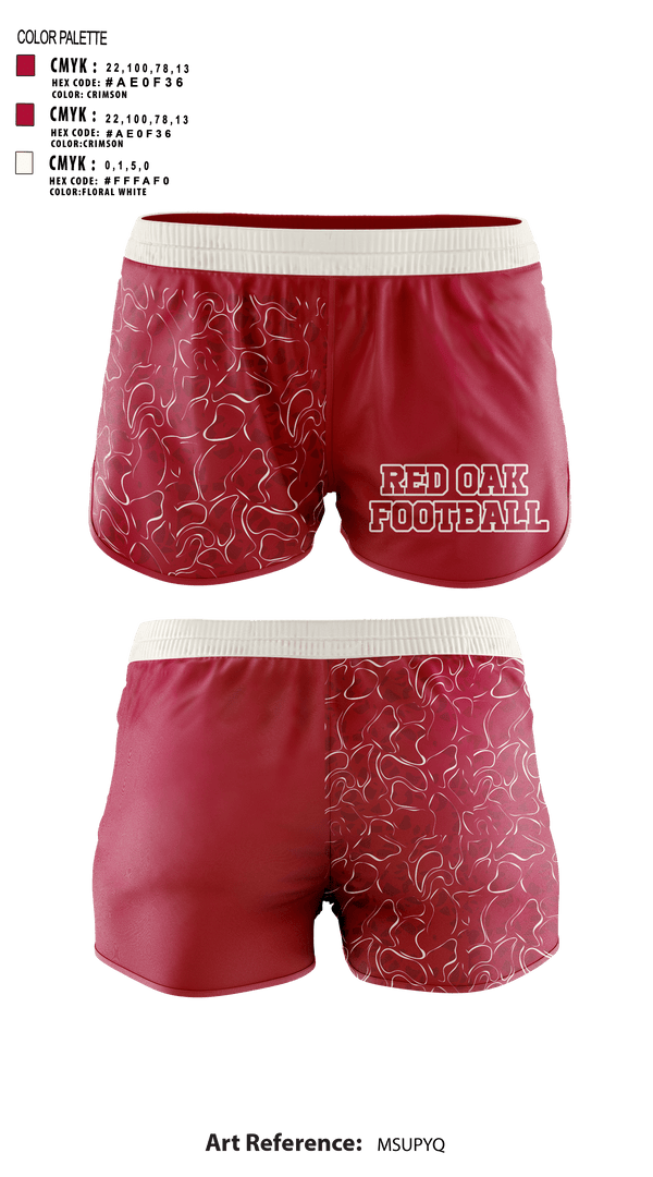 Women's Shorts, Red oak, Football, Teamtime, Team time, sublimation, custom sports apparel, team uniforms, spirit wear, spiritwear, sports uniforms, custom shirts, team store, custom team store, fundraiser sports, apparel fundraiser
