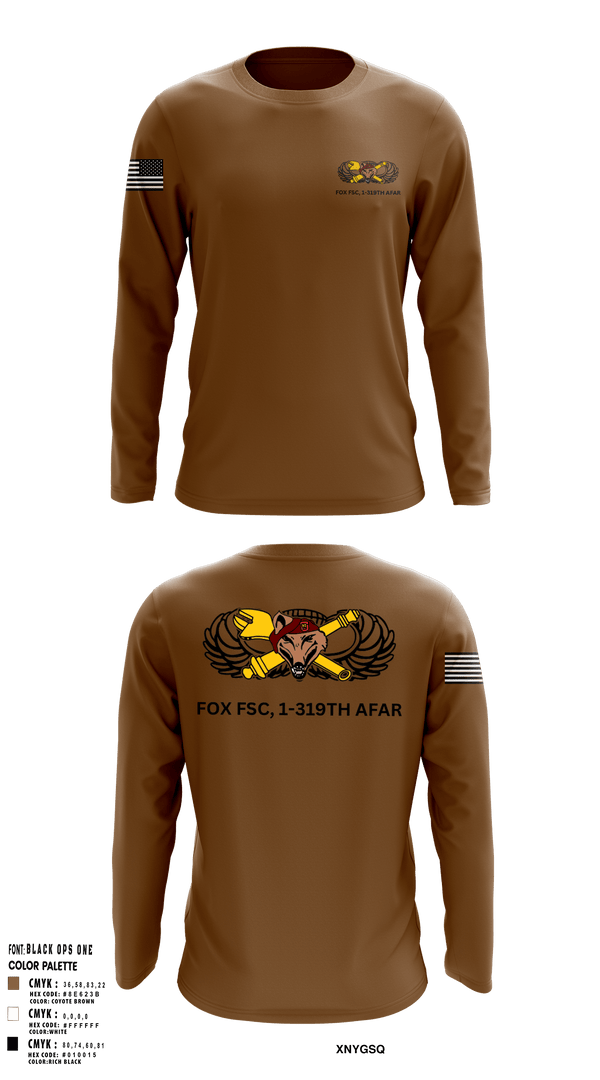Long Sleeve Performance Shirt, Fox FSC, 1-319 AFAR, Army, Teamtime, Team time, sublimation, custom sports apparel, team uniforms, spirit wear, spiritwear, sports uniforms, custom shirts, team store, custom team store, fundraiser sports, apparel fundraiser