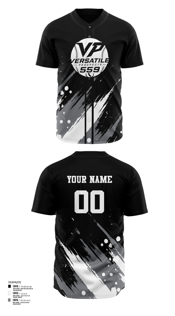 Full Button Baseball Jersey, Versatile Prospects, Baseball, Teamtime, Team time, sublimation, custom sports apparel, team uniforms, spirit wear, spiritwear, sports uniforms, custom shirts, team store, custom team store, fundraiser sports, apparel fundraiser