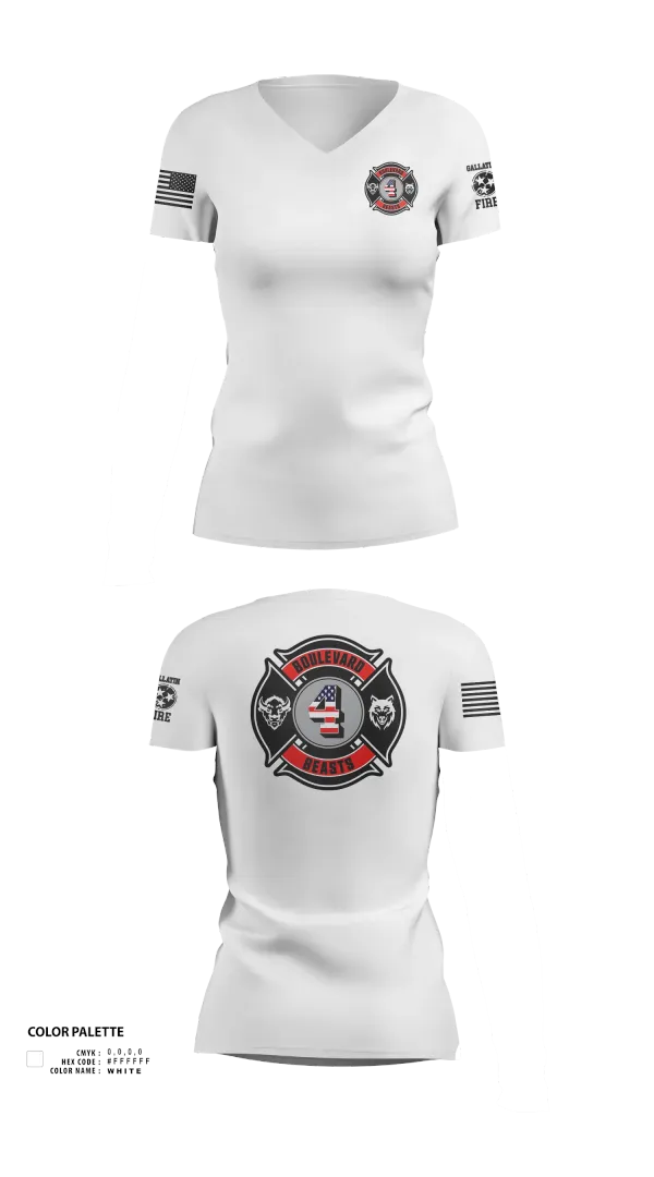 Womens Short Sleeve Vneck Shirt, Gallatin Fire Department Station 4, Fire Department, Teamtime, Team time, sublimation, custom sports apparel, team uniforms, spirit wear, spiritwear, sports uniforms, custom shirts, team store, custom team store, fundraiser sports, apparel fundraiser