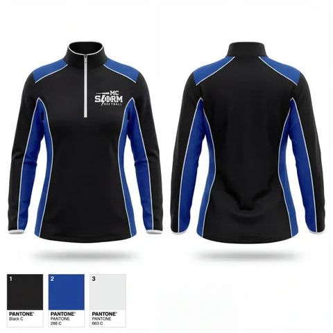 Quarter Zip Jacket, MC Storm, Softball, Teamtime, Team time, sublimation, custom sports apparel, team uniforms, spirit wear, spiritwear, sports uniforms, custom shirts, team store, custom team store, fundraiser sports, apparel fundraiser