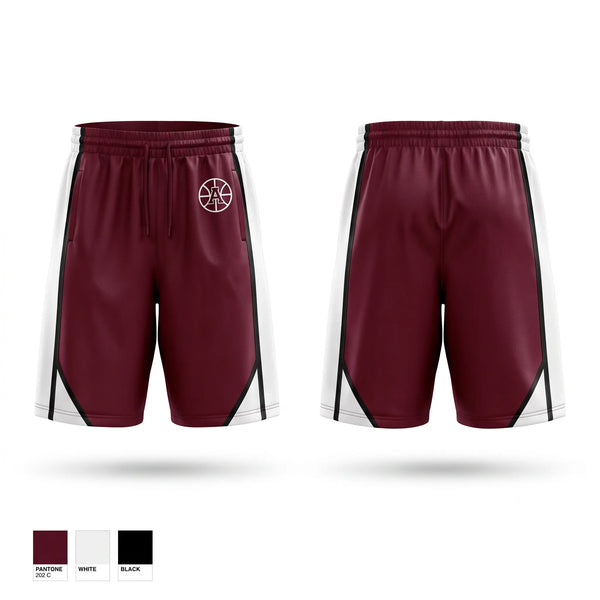 Mens Basketball Shorts, Auburn Maroons, Men's Basketball, Teamtime, Team time, sublimation, custom sports apparel, team uniforms, spirit wear, spiritwear, sports uniforms, custom shirts, team store, custom team store, fundraiser sports, apparel fundraiser