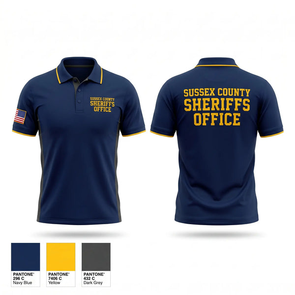 Short Sleeve Performance Polo, Sussex County Sheriff’s Office, Police, Teamtime, Team time, sublimation, custom sports apparel, team uniforms, spirit wear, spiritwear, sports uniforms, custom shirts, team store, custom team store, fundraiser sports, apparel fundraiser