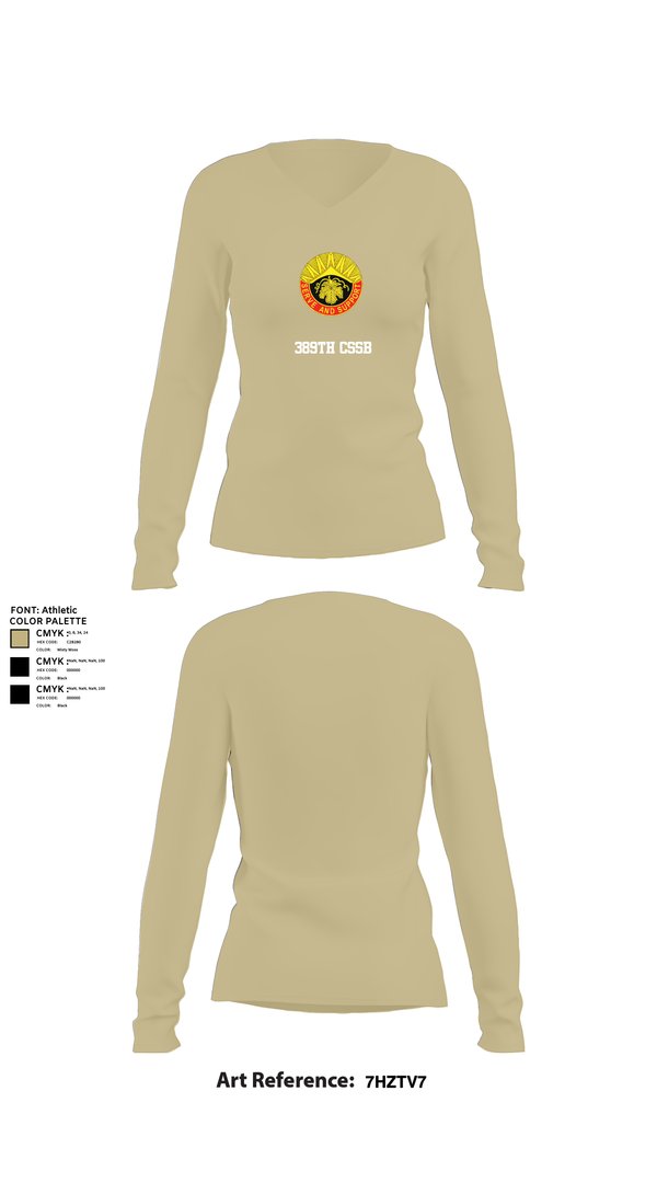 Womens Long Sleeve Vneck Shirt, 389th CSSB, , Teamtime, Team time, sublimation, custom sports apparel, team uniforms, spirit wear, spiritwear, sports uniforms, custom shirts, team store, custom team store, fundraiser sports, apparel fundraiser