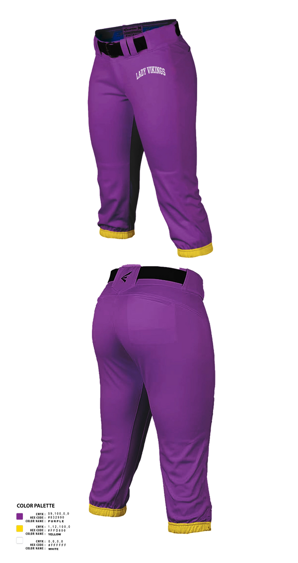 Softball Pants, Lady Vikings, Softball, Teamtime, Team time, sublimation, custom sports apparel, team uniforms, spirit wear, spiritwear, sports uniforms, custom shirts, team store, custom team store, fundraiser sports, apparel fundraiser