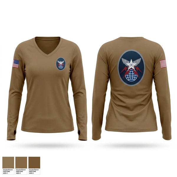 Womens Long Sleeve Vneck Shirt, 4 SOPS, Space Force, Teamtime, Team time, sublimation, custom sports apparel, team uniforms, spirit wear, spiritwear, sports uniforms, custom shirts, team store, custom team store, fundraiser sports, apparel fundraiser