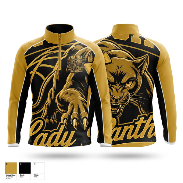 Quarter Zip Jacket, Anahuac Lady Panthers, Women's Basketball, Teamtime, Team time, sublimation, custom sports apparel, team uniforms, spirit wear, spiritwear, sports uniforms, custom shirts, team store, custom team store, fundraiser sports, apparel fundraiser