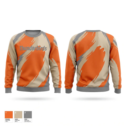Crew Neck Sweatshirt, Thunderbirds, Baseball, Teamtime, Team time, sublimation, custom sports apparel, team uniforms, spirit wear, spiritwear, sports uniforms, custom shirts, team store, custom team store, fundraiser sports, apparel fundraiser