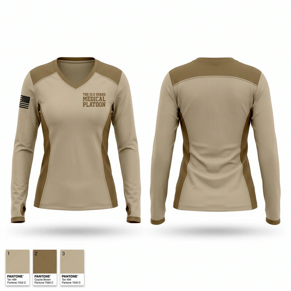 Womens Long Sleeve Vneck Shirt, The old guard medical platoon, Army, Teamtime, Team time, sublimation, custom sports apparel, team uniforms, spirit wear, spiritwear, sports uniforms, custom shirts, team store, custom team store, fundraiser sports, apparel fundraiser