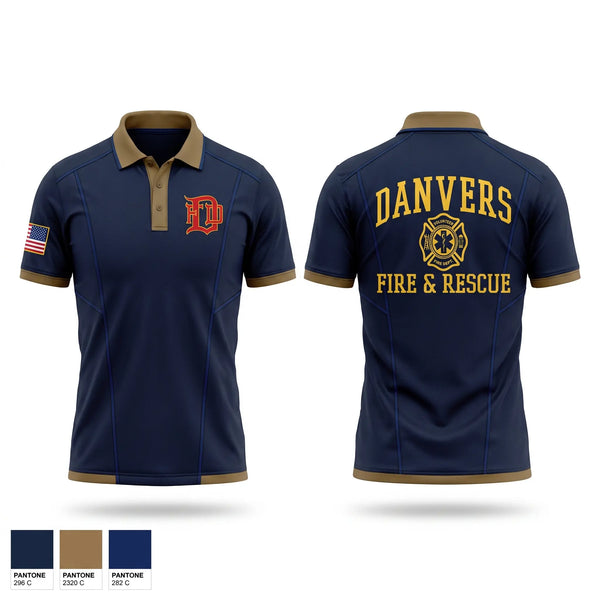 Short Sleeve Performance Polo, Danvers Fire & Rescue, Fire Department, Teamtime, Team time, sublimation, custom sports apparel, team uniforms, spirit wear, spiritwear, sports uniforms, custom shirts, team store, custom team store, fundraiser sports, apparel fundraiser