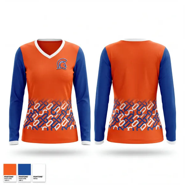 Womens Long Sleeve Vneck Shirt, Carolina Trojans Track & Field, Track & Field, Teamtime, Team time, sublimation, custom sports apparel, team uniforms, spirit wear, spiritwear, sports uniforms, custom shirts, team store, custom team store, fundraiser sports, apparel fundraiser