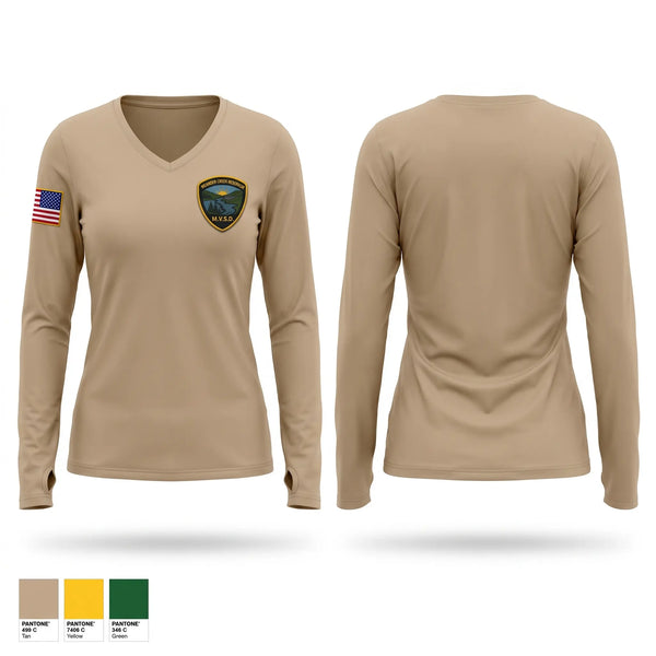 Womens Long Sleeve Vneck Shirt, MVSD, Police, Teamtime, Team time, sublimation, custom sports apparel, team uniforms, spirit wear, spiritwear, sports uniforms, custom shirts, team store, custom team store, fundraiser sports, apparel fundraiser