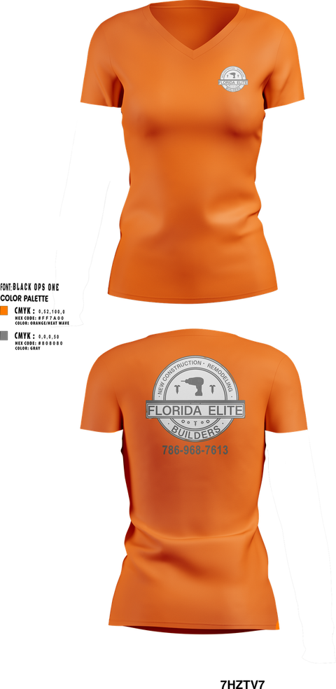 Womens Short Sleeve Vneck Shirt, Florida Elite Builders, , Teamtime, Team time, sublimation, custom sports apparel, team uniforms, spirit wear, spiritwear, sports uniforms, custom shirts, team store, custom team store, fundraiser sports, apparel fundraiser