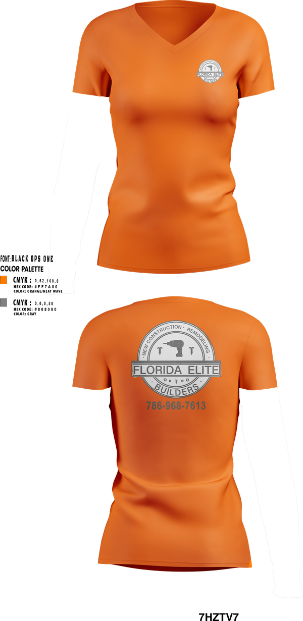 Womens Short Sleeve Vneck Shirt, Florida Elite Builders, , Teamtime, Team time, sublimation, custom sports apparel, team uniforms, spirit wear, spiritwear, sports uniforms, custom shirts, team store, custom team store, fundraiser sports, apparel fundraiser