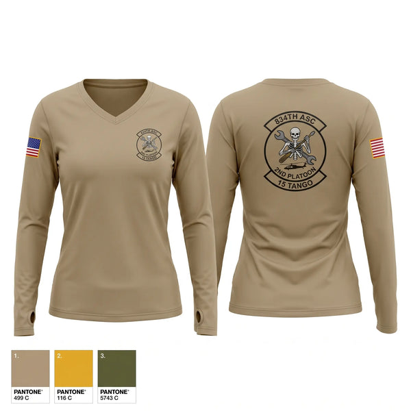 Womens Long Sleeve Vneck Shirt, B-Co 834th ASB, National Guard, Teamtime, Team time, sublimation, custom sports apparel, team uniforms, spirit wear, spiritwear, sports uniforms, custom shirts, team store, custom team store, fundraiser sports, apparel fundraiser