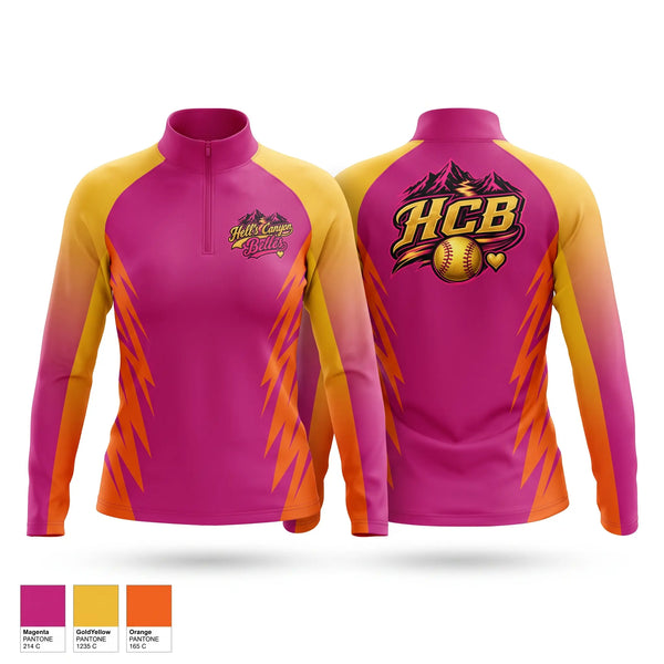 Quarter Zip Jacket, Hells Canyon Belles, Softball, Teamtime, Team time, sublimation, custom sports apparel, team uniforms, spirit wear, spiritwear, sports uniforms, custom shirts, team store, custom team store, fundraiser sports, apparel fundraiser