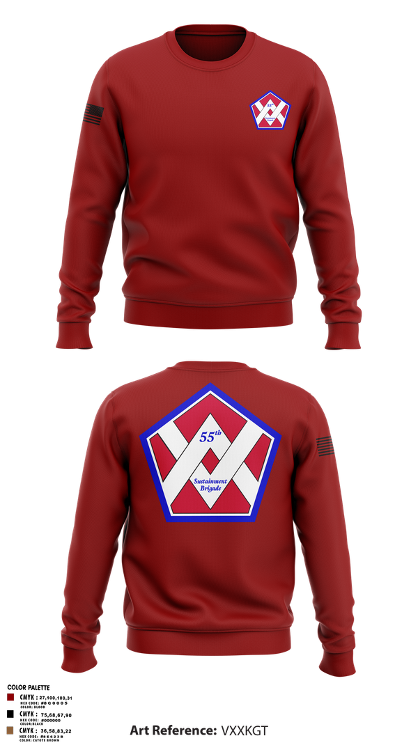 Crew Neck Sweatshirt, 55th Sustainment Brigade, , Teamtime, Team time, sublimation, custom sports apparel, team uniforms, spirit wear, spiritwear, sports uniforms, custom shirts, team store, custom team store, fundraiser sports, apparel fundraiser