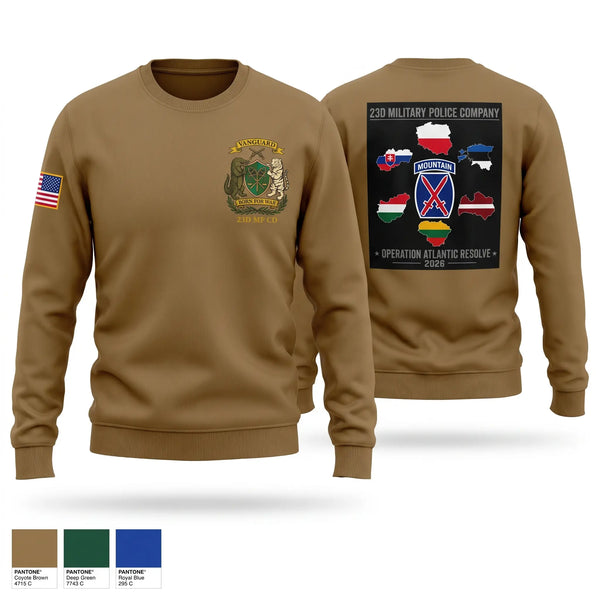 Crew Neck Sweatshirt, 23D Military Police Company Deployment 2026, Army, Teamtime, Team time, sublimation, custom sports apparel, team uniforms, spirit wear, spiritwear, sports uniforms, custom shirts, team store, custom team store, fundraiser sports, apparel fundraiser