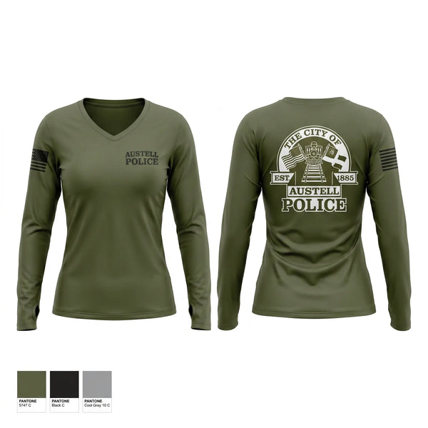 Womens Long Sleeve Vneck Shirt, Austell police, Police, Teamtime, Team time, sublimation, custom sports apparel, team uniforms, spirit wear, spiritwear, sports uniforms, custom shirts, team store, custom team store, fundraiser sports, apparel fundraiser