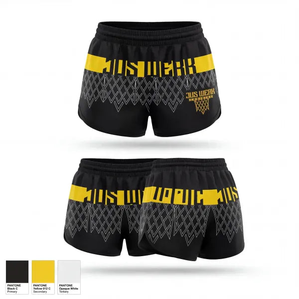 Womens Shorts, Jus Werk, Men's Basketball, Teamtime, Team time, sublimation, custom sports apparel, team uniforms, spirit wear, spiritwear, sports uniforms, custom shirts, team store, custom team store, fundraiser sports, apparel fundraiser