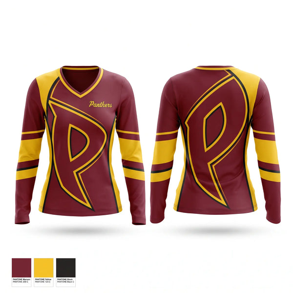 Womens Long Sleeve Vneck Shirt, Panthers, Women's Basketball, Teamtime, Team time, sublimation, custom sports apparel, team uniforms, spirit wear, spiritwear, sports uniforms, custom shirts, team store, custom team store, fundraiser sports, apparel fundraiser