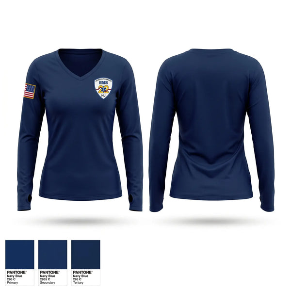 Womens Long Sleeve Vneck Shirt, JTEMS, EMS/EMT, Teamtime, Team time, sublimation, custom sports apparel, team uniforms, spirit wear, spiritwear, sports uniforms, custom shirts, team store, custom team store, fundraiser sports, apparel fundraiser