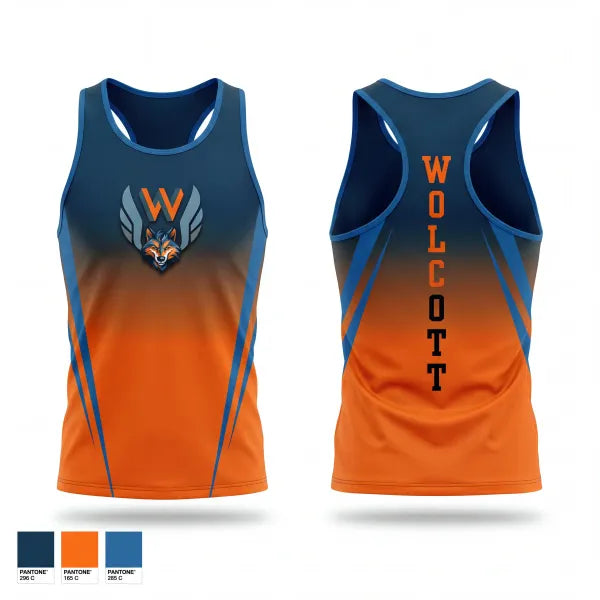 Mens Track Singlet, Wolcott Wolves, Track & Field, Teamtime, Team time, sublimation, custom sports apparel, team uniforms, spirit wear, spiritwear, sports uniforms, custom shirts, team store, custom team store, fundraiser sports, apparel fundraiser