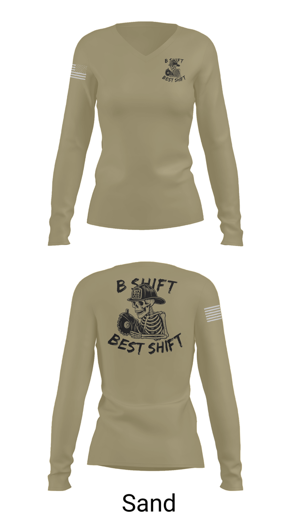 Womens Long Sleeve Vneck Shirt, 812 CES (B shift), Air Force, Teamtime, Team time, sublimation, custom sports apparel, team uniforms, spirit wear, spiritwear, sports uniforms, custom shirts, team store, custom team store, fundraiser sports, apparel fundraiser