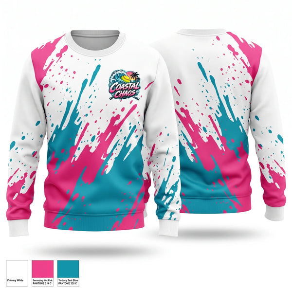 Crew Neck Sweatshirt, Coastal Chaos, Softball, Teamtime, Team time, sublimation, custom sports apparel, team uniforms, spirit wear, spiritwear, sports uniforms, custom shirts, team store, custom team store, fundraiser sports, apparel fundraiser