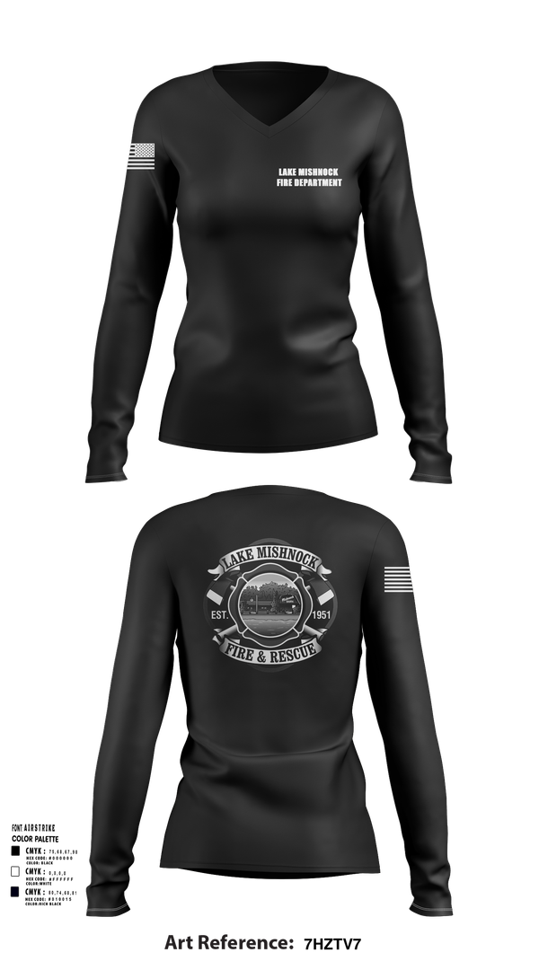 Womens Long Sleeve Vneck Shirt, Lake Mishnock Fire Department, , Teamtime, Team time, sublimation, custom sports apparel, team uniforms, spirit wear, spiritwear, sports uniforms, custom shirts, team store, custom team store, fundraiser sports, apparel fundraiser