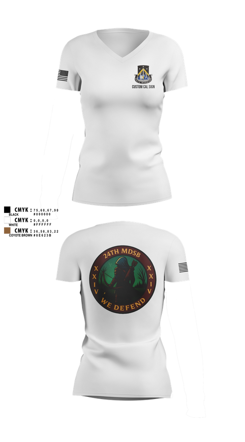 Womens Short Sleeve Vneck Shirt, 24th MDSB, Army, Teamtime, Team time, sublimation, custom sports apparel, team uniforms, spirit wear, spiritwear, sports uniforms, custom shirts, team store, custom team store, fundraiser sports, apparel fundraiser