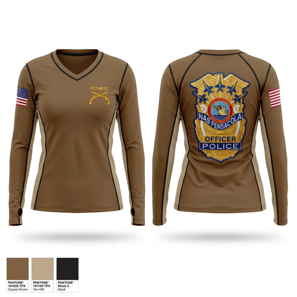 Womens Long Sleeve Vneck Shirt, 977 MP CO, Army, Teamtime, Team time, sublimation, custom sports apparel, team uniforms, spirit wear, spiritwear, sports uniforms, custom shirts, team store, custom team store, fundraiser sports, apparel fundraiser