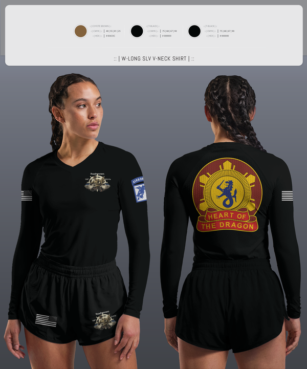 Womens Long Sleeve Vneck Shirt, 126th PLS Co, , Teamtime, Team time, sublimation, custom sports apparel, team uniforms, spirit wear, spiritwear, sports uniforms, custom shirts, team store, custom team store, fundraiser sports, apparel fundraiser