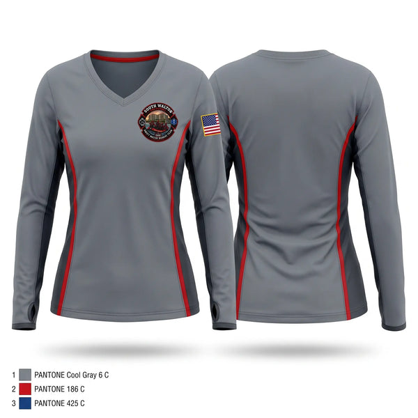 Womens Long Sleeve Vneck Shirt, South walton Swift water team, Fire Department, Teamtime, Team time, sublimation, custom sports apparel, team uniforms, spirit wear, spiritwear, sports uniforms, custom shirts, team store, custom team store, fundraiser sports, apparel fundraiser