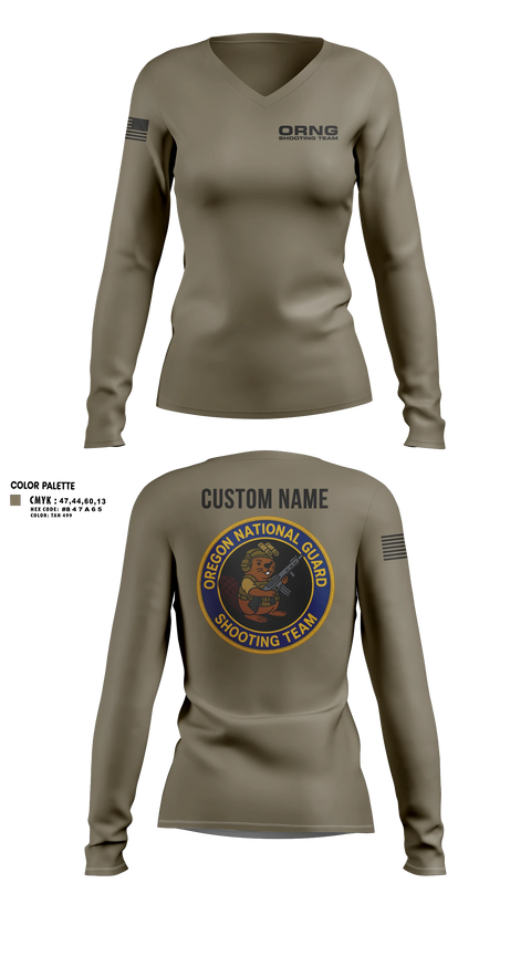 Womens Long Sleeve Vneck Shirt, Oregon national guard shooting team, Army, Teamtime, Team time, sublimation, custom sports apparel, team uniforms, spirit wear, spiritwear, sports uniforms, custom shirts, team store, custom team store, fundraiser sports, apparel fundraiser