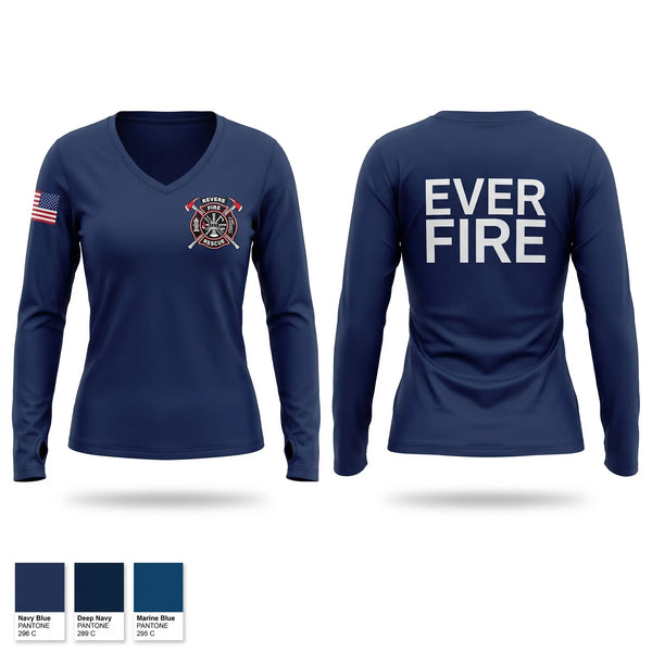 Womens Long Sleeve Vneck Shirt, Revere Fire Department, Fire Department, Teamtime, Team time, sublimation, custom sports apparel, team uniforms, spirit wear, spiritwear, sports uniforms, custom shirts, team store, custom team store, fundraiser sports, apparel fundraiser