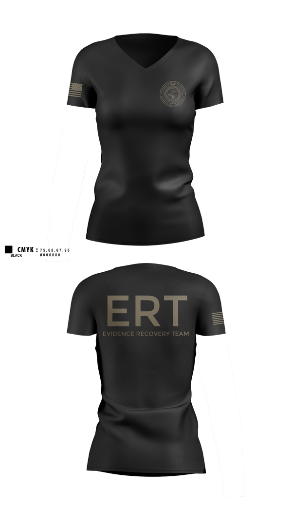 Womens Short Sleeve Vneck Shirt, Evidence Recovery Team, Police, Teamtime, Team time, sublimation, custom sports apparel, team uniforms, spirit wear, spiritwear, sports uniforms, custom shirts, team store, custom team store, fundraiser sports, apparel fundraiser