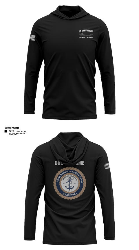 Long Sleeve Performance Shirt with hood, 1099th TD, Army, Teamtime, Team time, sublimation, custom sports apparel, team uniforms, spirit wear, spiritwear, sports uniforms, custom shirts, team store, custom team store, fundraiser sports, apparel fundraiser