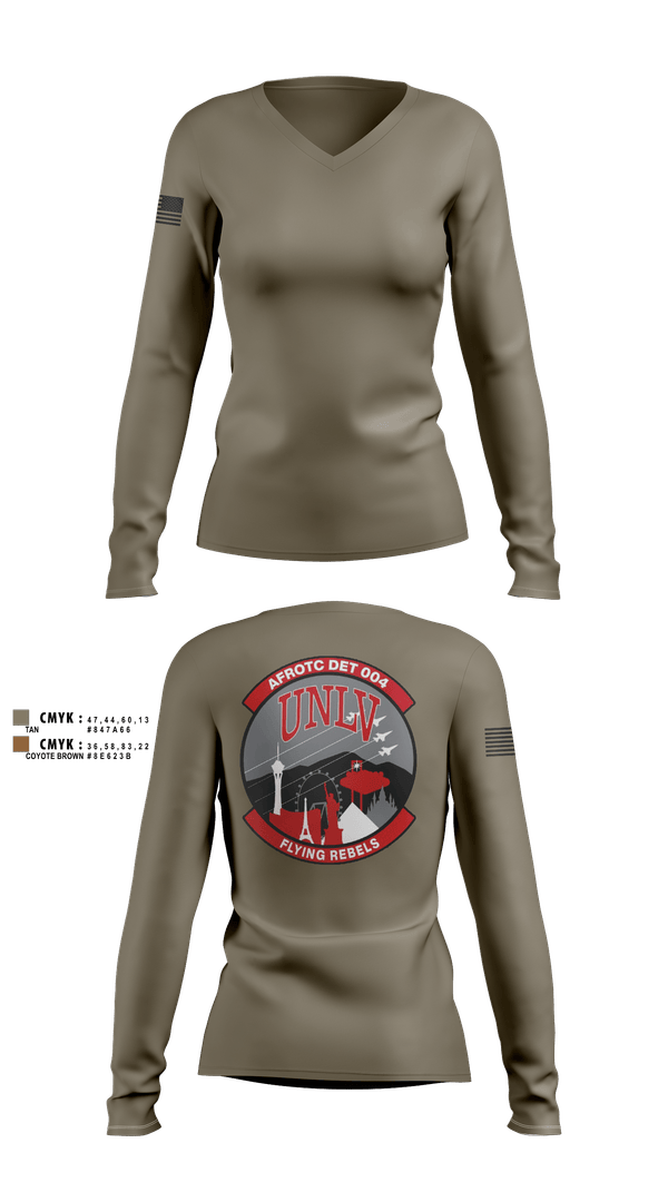 Womens Long Sleeve Vneck Shirt, Flying Rebels, , Teamtime, Team time, sublimation, custom sports apparel, team uniforms, spirit wear, spiritwear, sports uniforms, custom shirts, team store, custom team store, fundraiser sports, apparel fundraiser