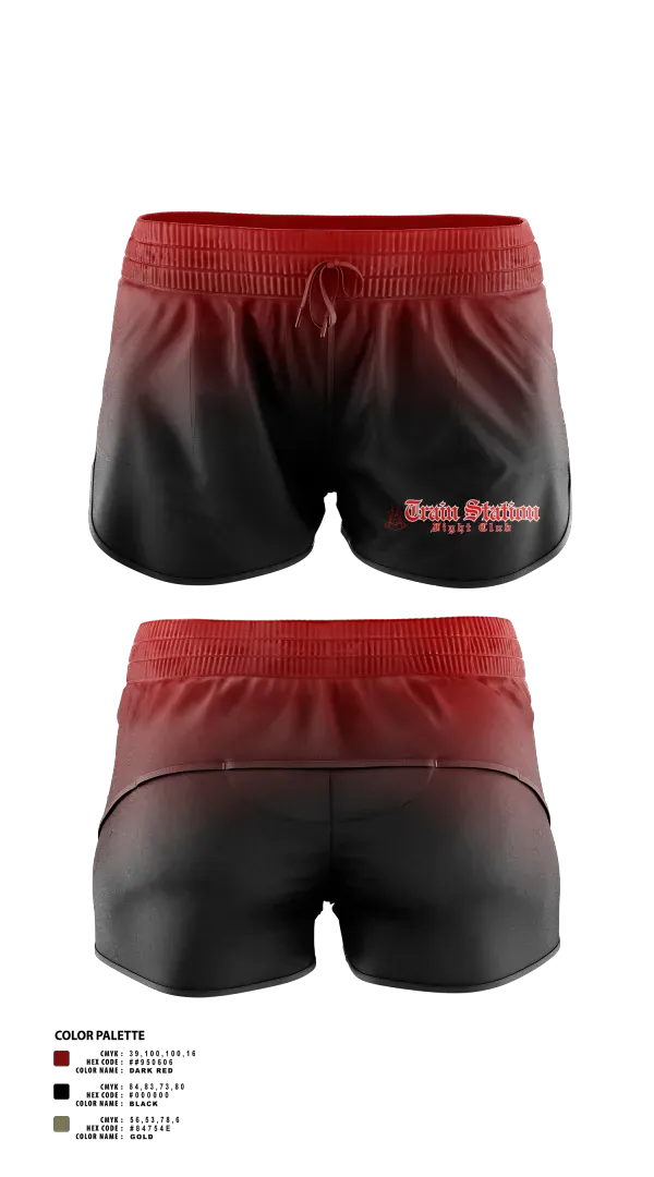 Womens Shorts, Train Station Fight Club, Spirit Store, Teamtime, Team time, sublimation, custom sports apparel, team uniforms, spirit wear, spiritwear, sports uniforms, custom shirts, team store, custom team store, fundraiser sports, apparel fundraiser